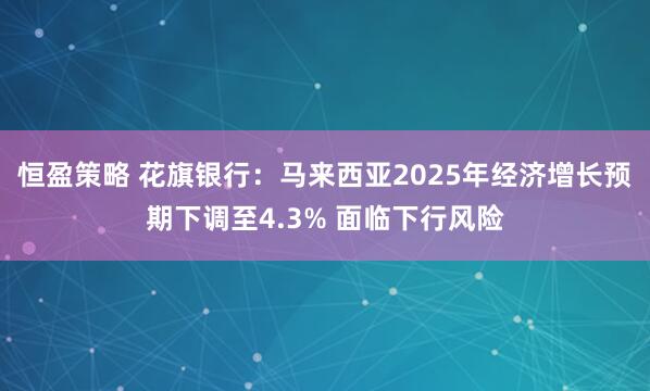 恒盈策略 花旗银行：马来西亚2025年经济增长预期下调至4.3% 面临下行风险