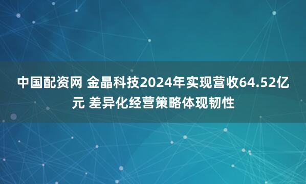 中国配资网 金晶科技2024年实现营收64.52亿元 差异化经营策略体现韧性